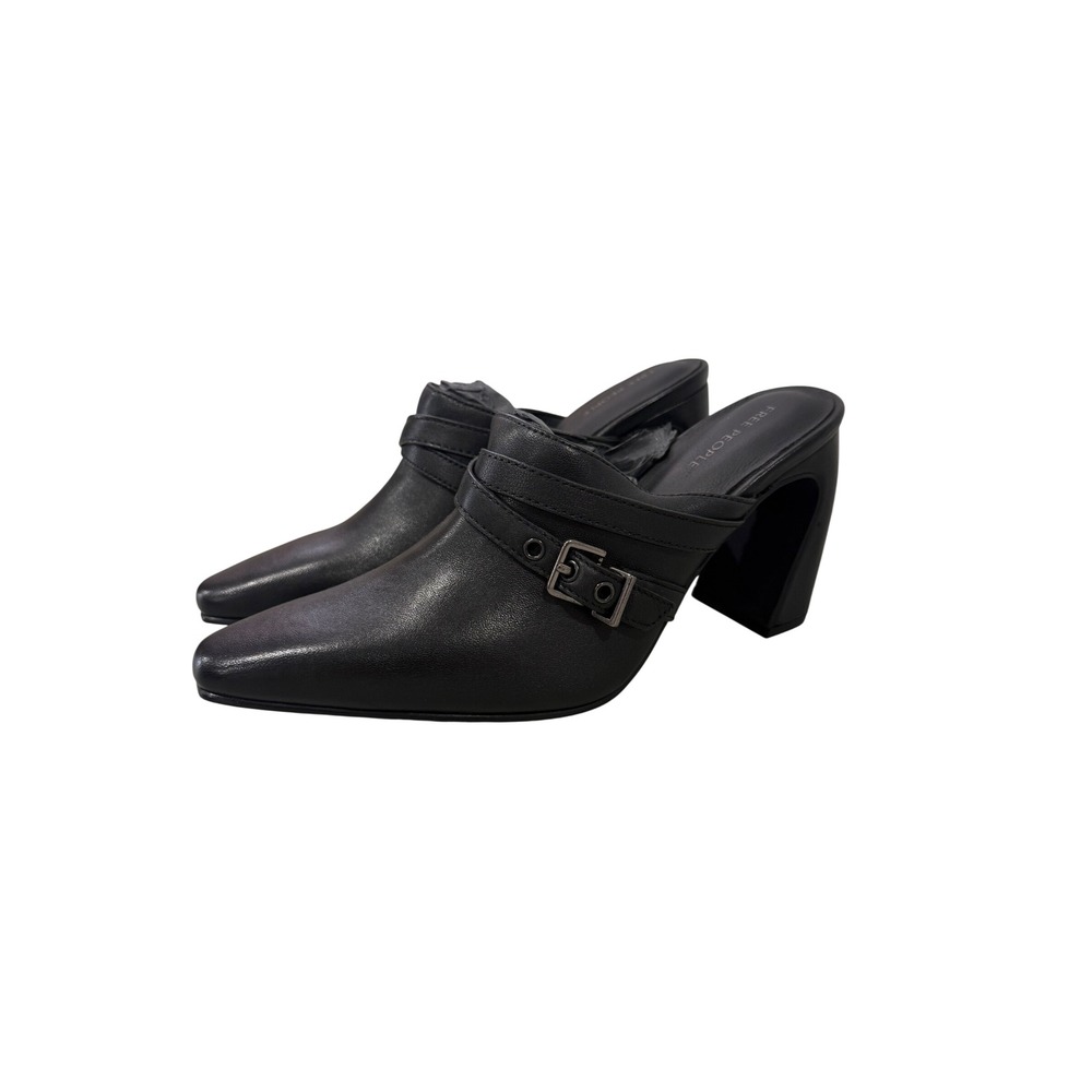 Free People Date Night Mule Black Leather Pointed Toe Witchy Whimsigoth Size 7.5